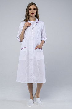 Халат женский Римма (тк.ТиСи), белый/брусничный — купить в SIZ-ON