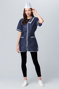 Халат женский на молнии короткий рукав (тк.Нейлон), синий — купить в SIZ-ON