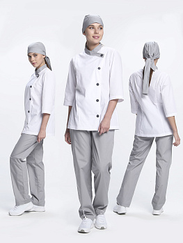 Костюм женский Канди (тк.ТиСи,120), серый/белый — купить в SIZ-ON