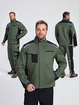 Куртка ProfLineLeader (тк.Хлопок/Спандекс,260), хаки/черный