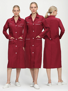 Халат женский Диана (тк.ТиСи), бордовый/белый — купить в SIZ-ON