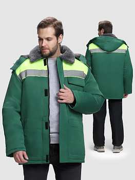 Куртка зимняя Квайл СОП (тк.Смесовая,210), зеленый/лимонный — купить в SIZ-ON