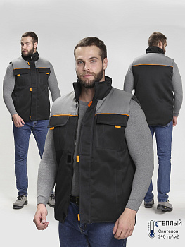Жилет утепленный Флофт (тк.Смесовая,210), черный/серый — купить в SIZ-ON