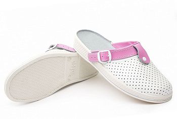 Сабо женские нат.кожа Комфорт ПВХ, белый/розовый — купить в SIZ-ON