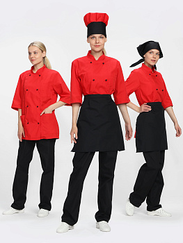 Костюм женский повара Шеф (тк.ТиСи), черный/красный — купить в SIZ-ON