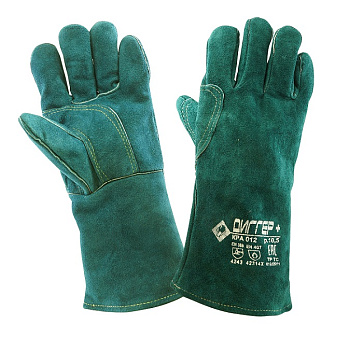 Краги ДИГГЕР+ спилковые зеленые с кевларовой нитью (КРА012) — купить в SIZ-ON