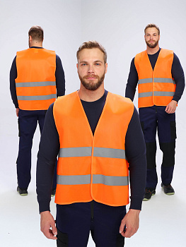 Жилет сигнальный ProfLineBase (тк.Полиэфир,100), оранжевый — купить в SIZ-ON