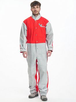Комбинезон пескоструйщика Vector, серый/красный — купить в SIZ-ON