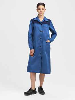 Халат женский Лигор (тк.Смесовая,210), васильковый/т.синий — купить в SIZ-ON