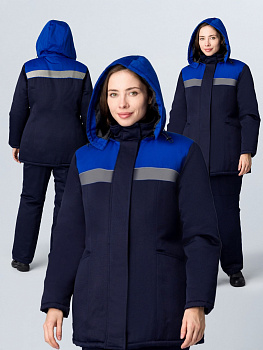 Куртка зимняя женская Кнейд СОП (тк.Смесовая,210), т.синий/васильковый — купить в SIZ-ON