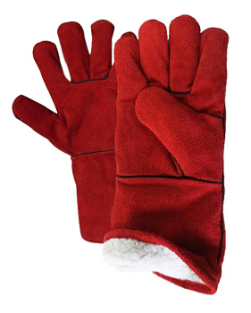 Краги спилковые утепленные (иск.мех) красные — купить в SIZ-ON