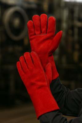 Краги спилковые красные с подкладкой — купить в SIZ-ON