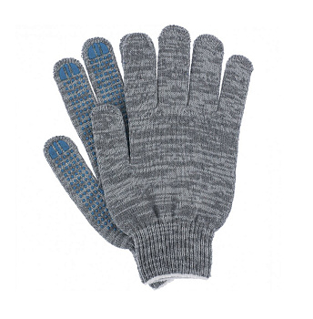 Перчатки х/б 7,5 кл. СТАНДАРТ с ПВХ ТОЧКА 36-40гр.130 текс, серые — купить в SIZ-ON