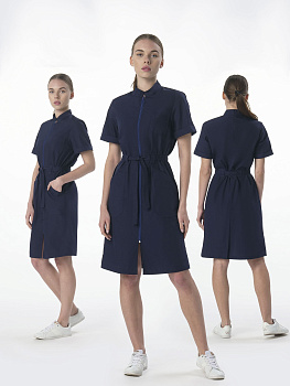 Халат женский Сансара-005 (тк.Смесовая,160) MedLine, т.синий — купить в SIZ-ON