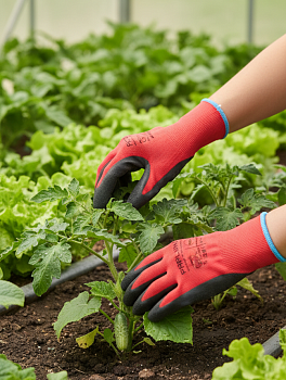 Перчатки ProfLineSpecialist нейлоновые с РЛ-покрытием, красный — купить в SIZ-ON