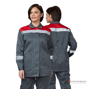 Костюм женский Пантеон СОП (тк.Смесовая,210) брюки, серый/красный — купить в SIZ-ON