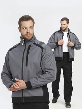 Куртка ProfLineLeader (тк.Софтшел), серый/черный