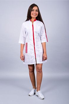 Халат женский Спринт (тк.ТиСи), белый/красный — купить в SIZ-ON