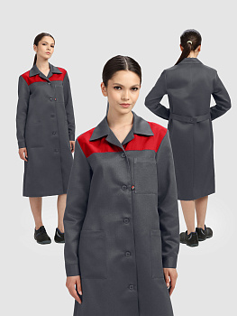 Халат женский Лигор (тк.Смесовая,210), т.серый/красный — купить в SIZ-ON