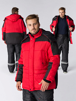 Куртка зимняя Европа CH (тк.Дюспо), красный/черный — купить в SIZ-ON