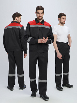 Костюм Лигор-1 СОП (тк.Смесовая,210) брюки, черный/красный — купить в SIZ-ON