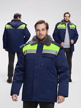 Куртка зимняя Квайл СОП (тк.Смесовая,210), т.синий/лимонный — купить в SIZ-ON
