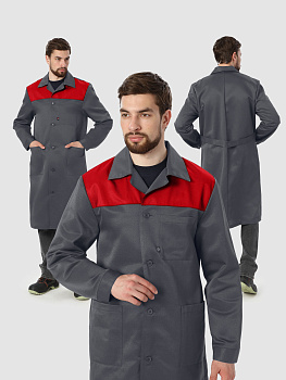 Халат Лигор (тк.Смесовая,210), т.серый/красный — купить в SIZ-ON