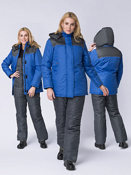 Куртка зимняя женская Сакрин (тк.Дюспо,80), васильковый/т.серый — купить в SIZ-ON