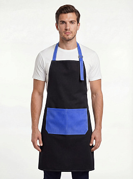Фартук с грудкой Модеринт (тк.Смесовая,210), черный/васильковый — купить в SIZ-ON