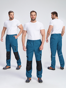 Брюки ProfLineSpecialist (тк.РипСтоп,240), циан/черный