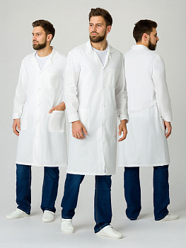 Халат мужской (тк.Бязь,145), белый — купить в SIZ-ON