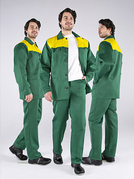 Костюм Стандарт (тк.Смесовая,210) брюки, зеленый/желтый — купить в SIZ-ON