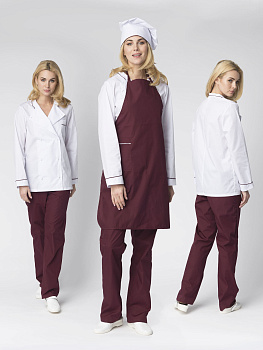 Костюм женский повара Гурман (тк.ТиСи), белый/бордовый — купить в SIZ-ON