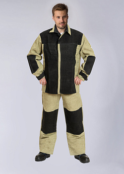 Костюм сварщика комбинированный 2 кл.защиты (тк.Брезент,550/Спилок S=1,5), черный/бежевый — купить в SIZ-ON