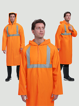 Плащ влагозащитный сигнальный ProfLineBase СОП (ПВХ,180), оранжевый — купить в SIZ-ON