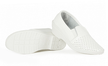 Туфли с перфорацией женские нат.кожа ПВХ (арт.41-22-7), белый — купить в SIZ-ON