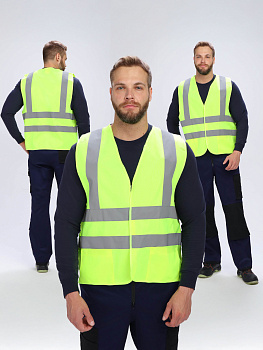 Жилет сигнальный ProfLineSpecialist с карманами СОП-4 (тк.Полиэфир,130), желтый — купить в SIZ-ON