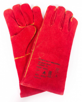 Краги спилковые красные с подкладкой