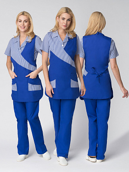 Фартук-сарафан Утро (тк.ТиСи), васильковый/полоска — купить в SIZ-ON