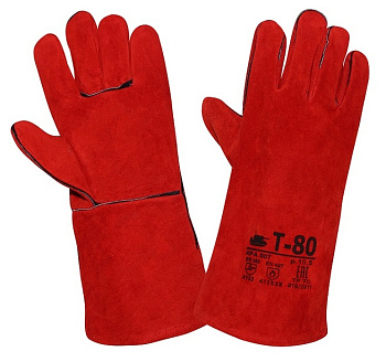 Краги спилковые Т-80 красные с подкладкой, КРА007 — купить в SIZ-ON