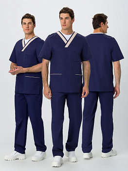 Костюм мужской MedLine Марк (тк.Смесовая,120), т.синий/бежевый