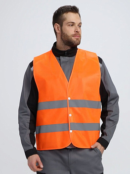Жилет сигнальный Profline Base с пуговицами (тк.Полиэфир,100), оранжевый — купить в SIZ-ON