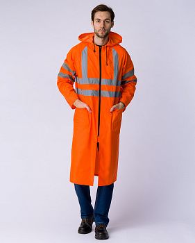 Плащ влагозащитный сигнальный СОП (Нейлон/ПВХ,180), оранжевый — купить в SIZ-ON