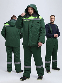 Костюм зимний Квайл-1 СОП (тк.Смесовая,210) брюки, т.зеленый/желтый