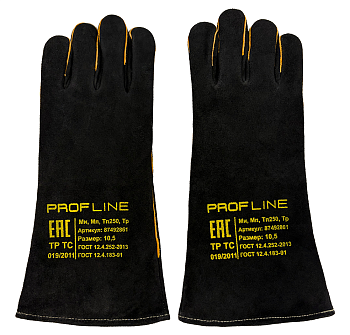 Перчатки (краги) спилковые термозащитные ProfLineLeader, черный — купить в SIZ-ON