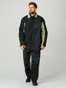 Костюм сварщика зимний комбинированный 2 кл.защиты(тк.Брезент,550/Спилок S=2,3), черный/бежевый — купить в SIZ-ON