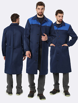 Халат Лигор (тк.Смесовая,210), т.синий/васильковый — купить в SIZ-ON