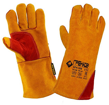 Краги спилковые утепл.(иск.мех) ГРЕНАДЕР желтые с усилением, КРА009 — купить в SIZ-ON