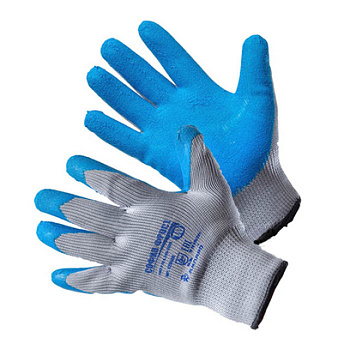 Перчатки АМПАРО™ София Фрост двойные (полиэфир+рельефный латекс), серый/синий, 428480 — купить в SIZ-ON