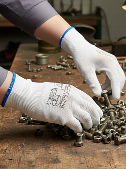 Перчатки ProfLineSpecialist нейлоновые с ПУ-покрытием, белый — купить в SIZ-ON